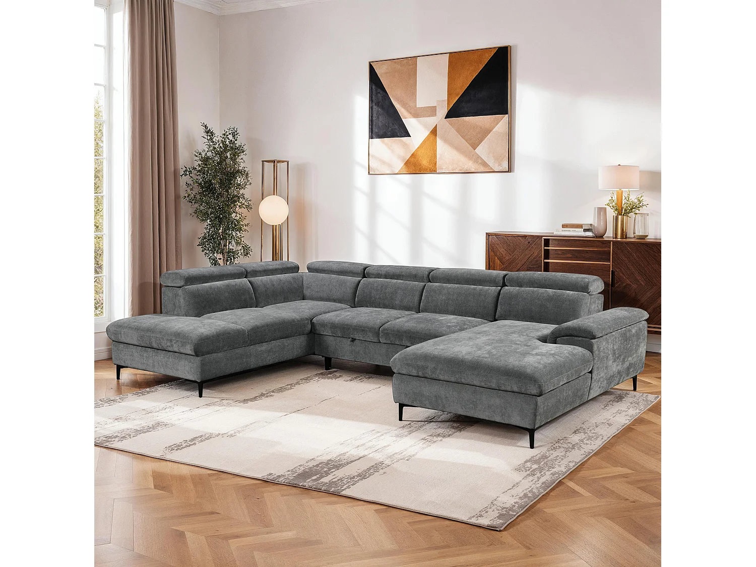 Leon Fabric Pull Out Corner Sofa Bed