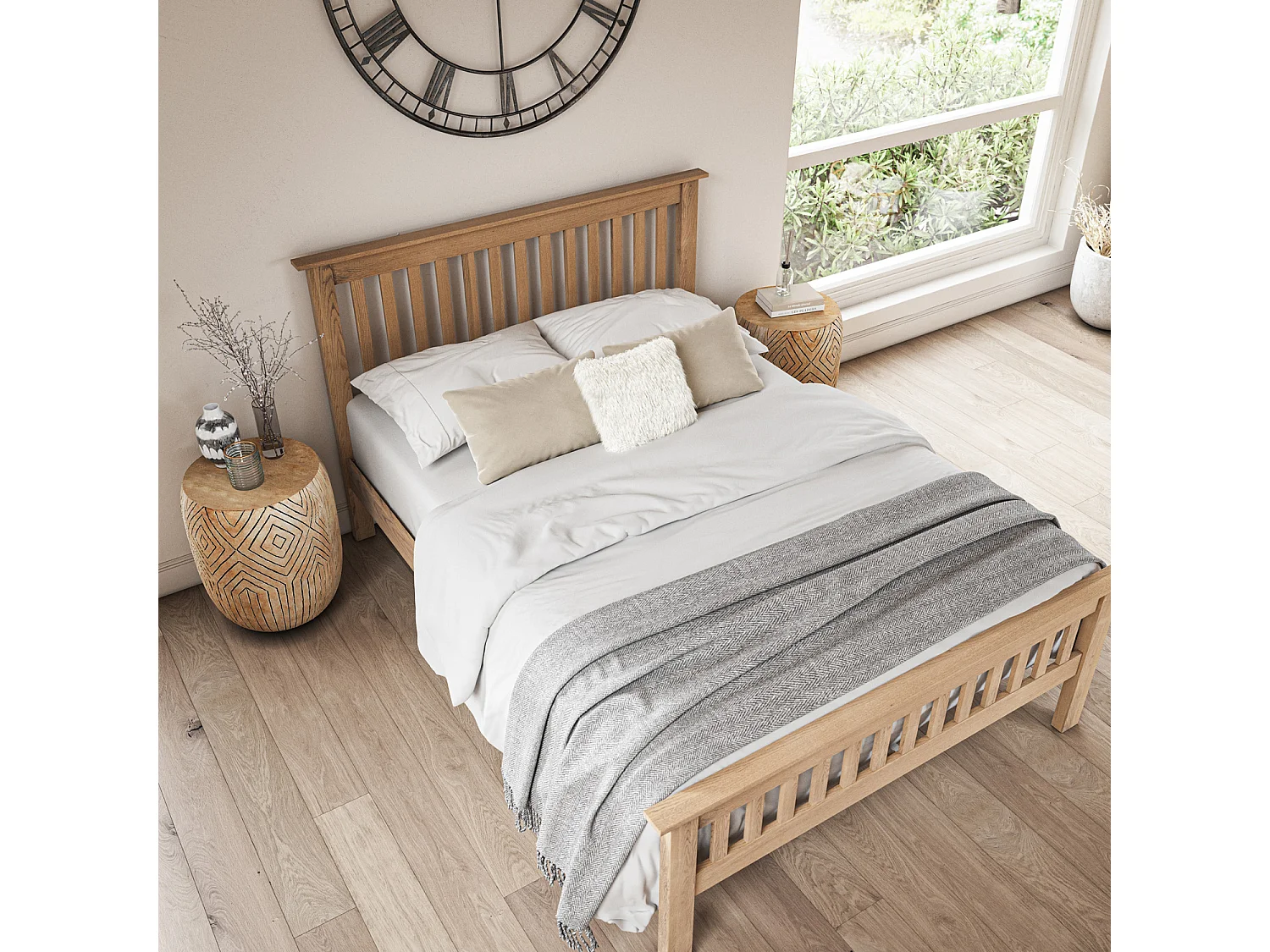 Pitlochry Solid Wooden Oak Shaker Style Bed Frame