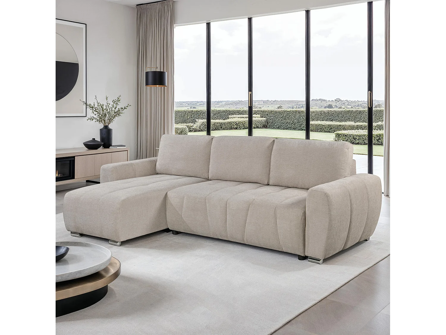 Vienna 3 Seater Fabric Pull Out Sofa Bed