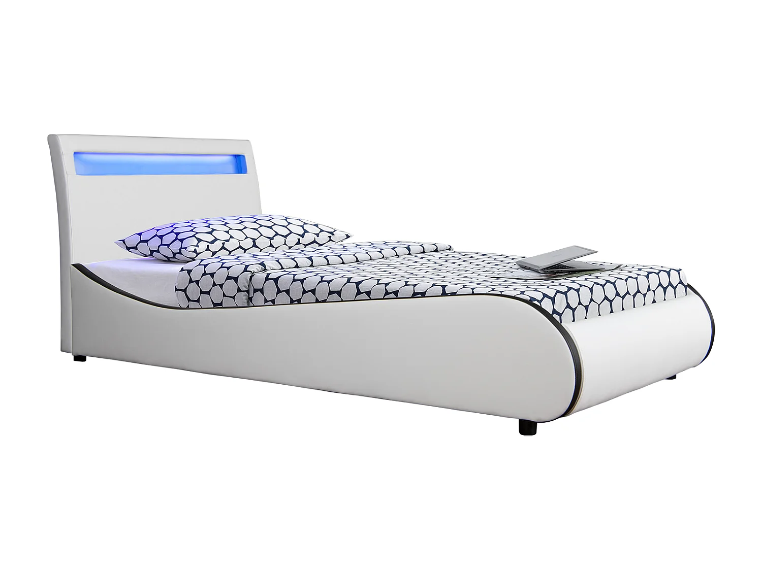 Orion LED Lights Headboard Gaming Style Faux Leather Bed Frame