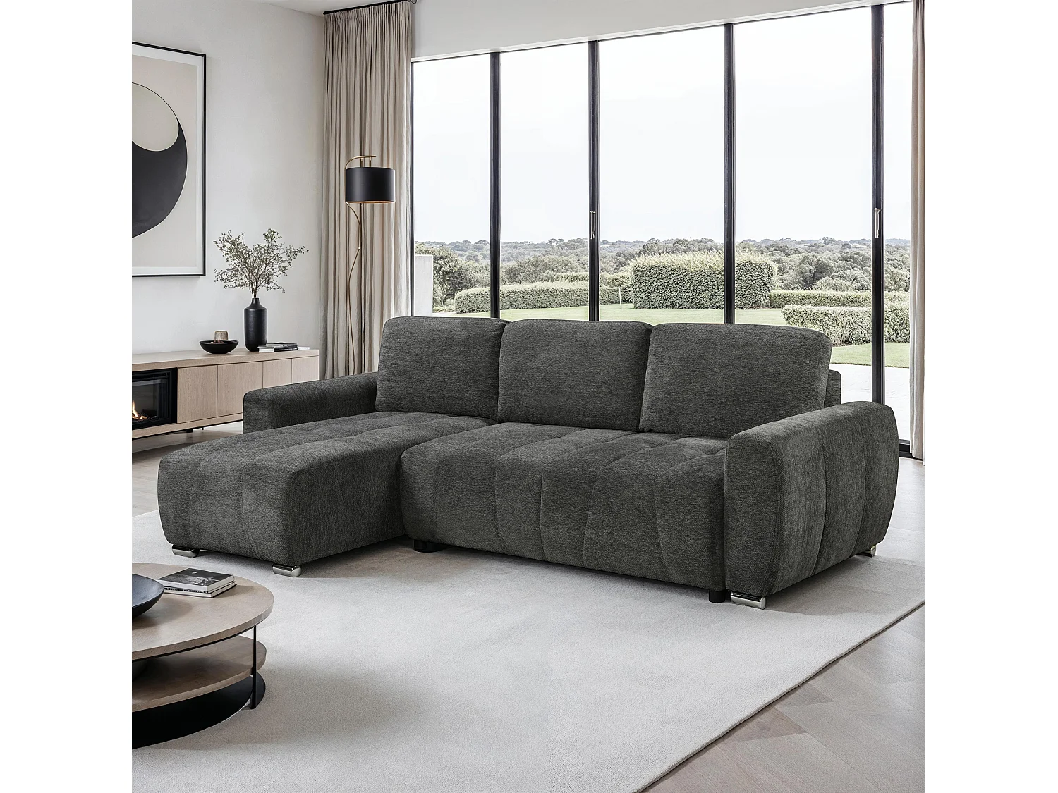 Vienna 3 Seater Fabric Pull Out Sofa Bed