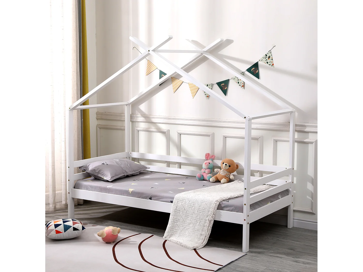 Teddy Kids Childrens Wooden House Treehouse Single Bed Frame