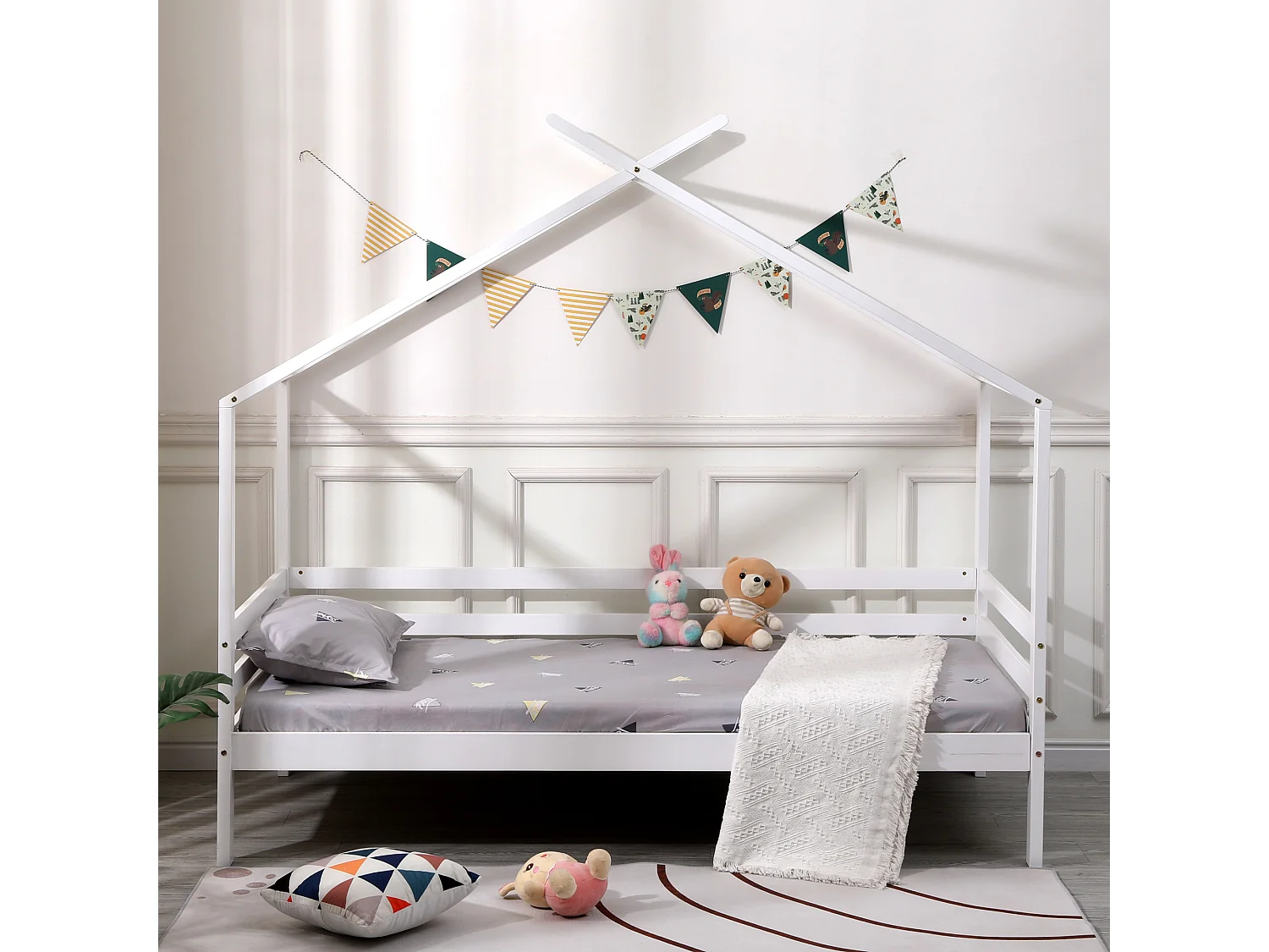 Teddy Kids Childrens Wooden House Treehouse Single Bed Frame