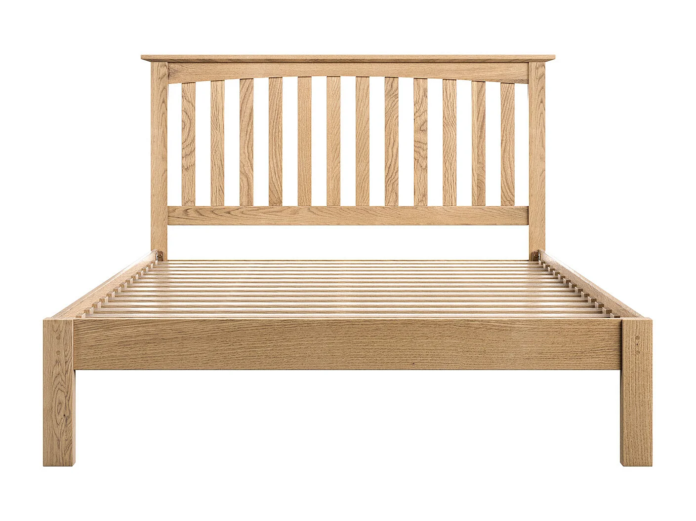 Dunkeld Solid Wooden Oak Low Footboard Shaker Style Bed Frame w 15cm Comfort Foam Mattress