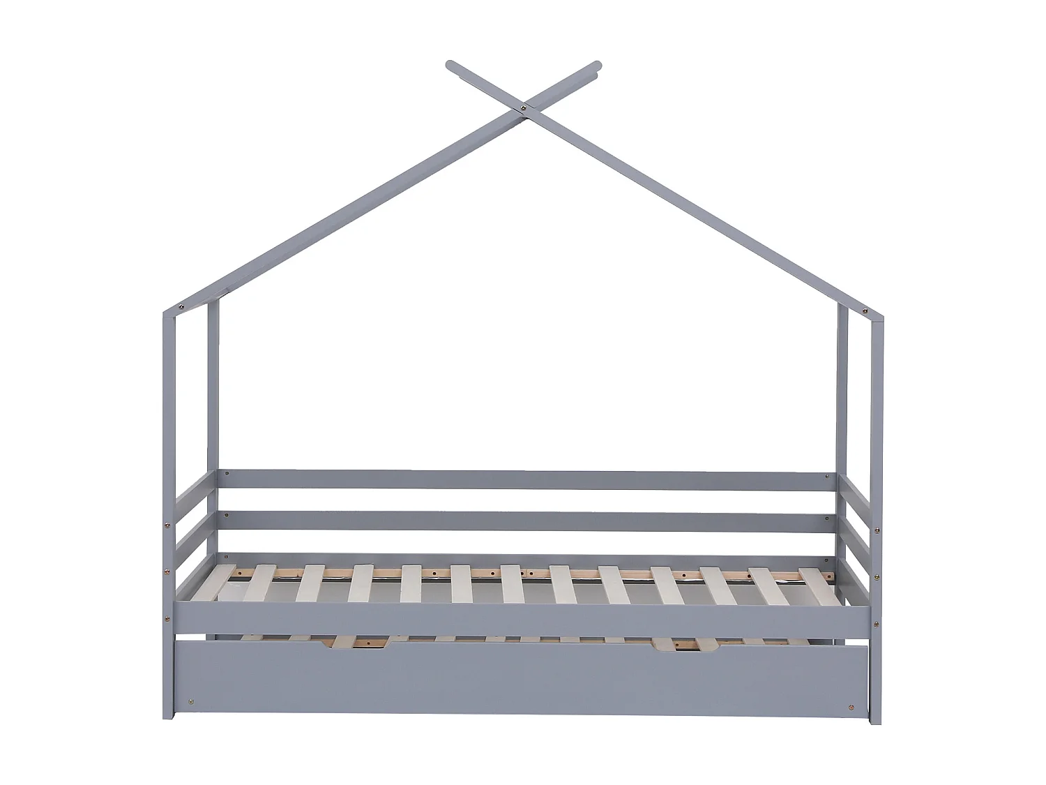 Teddy Kids Childrens Wooden House Single Bed Frame w Guest Trundle Bed