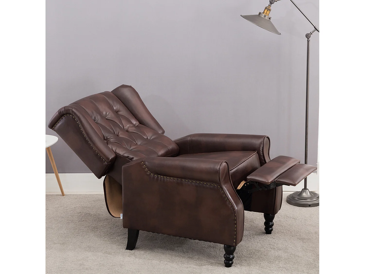 Althorpe Wing Back Recliner Button Back Fireside Leather Chair