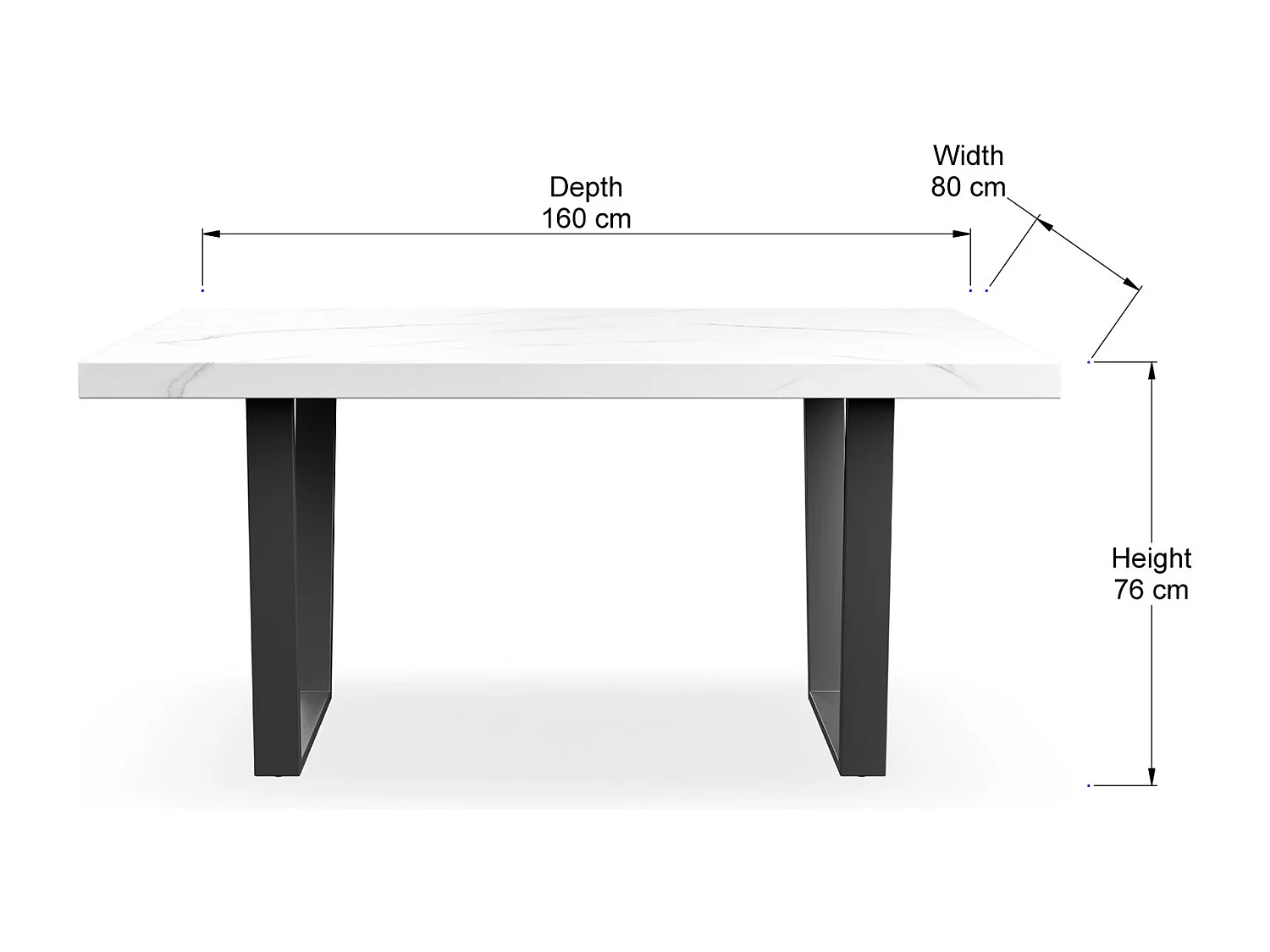 Aria 4-6 Seater Dining Table w Black Legs