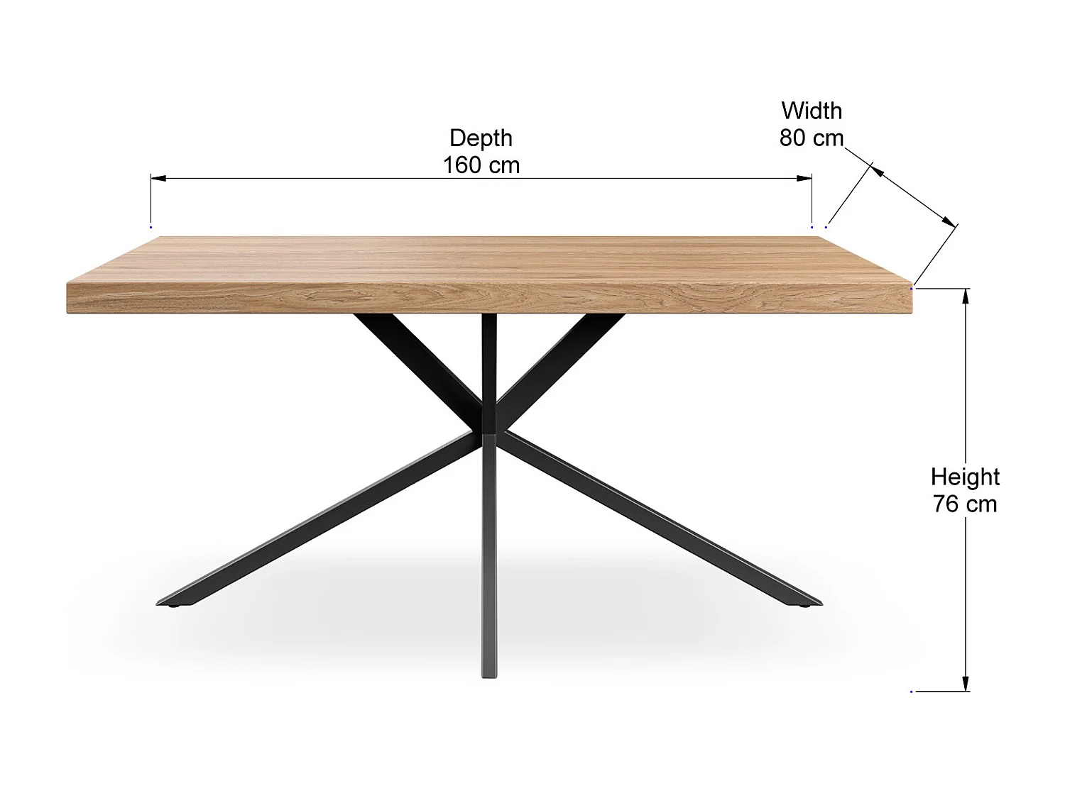 Donni 4-6 Seater Dining Table w Black Legs