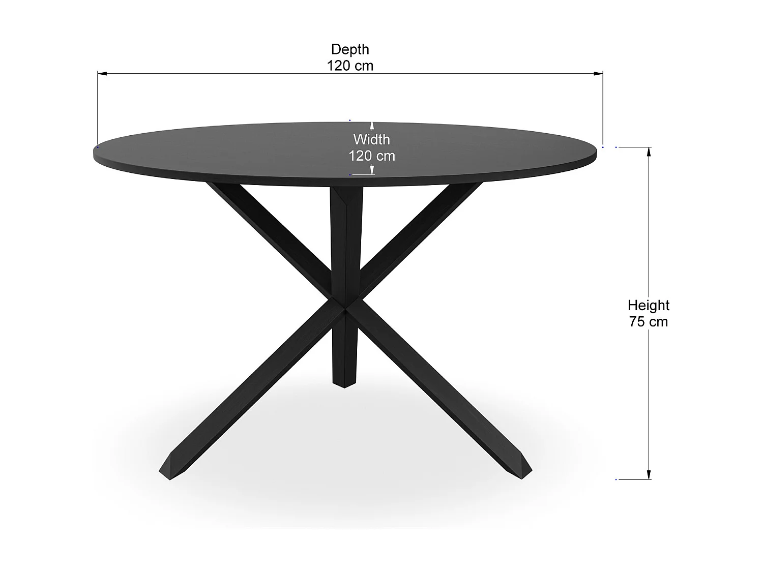 Malvern Round Dining Table 4-6 Seater w Solid Black Oak Legs