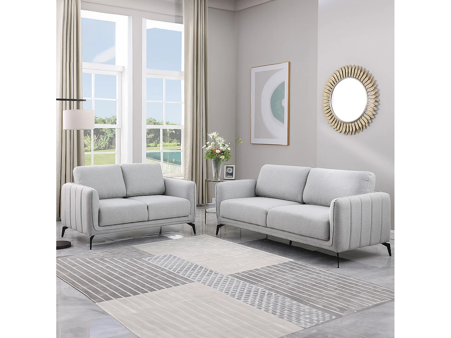 Oslo Modern Scandi Style Fabric Living Room 2+3 Seater Sofa Set