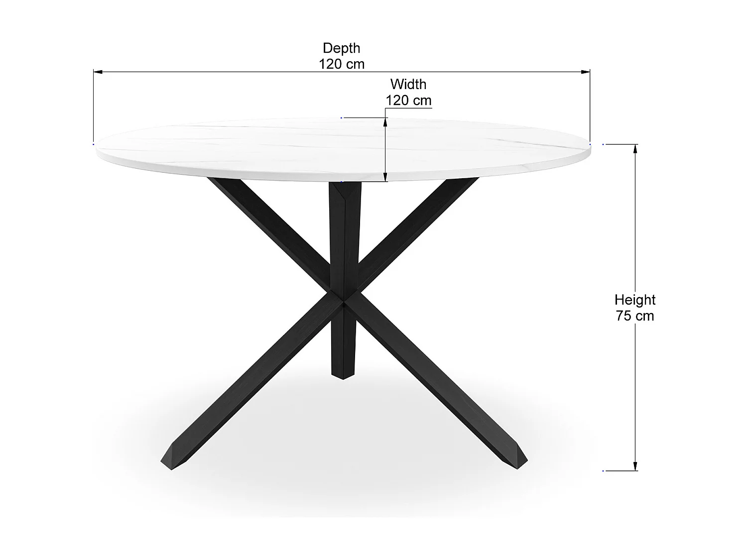 Malvern Round Dining Table 4-6 Seater w Solid Black Oak Legs