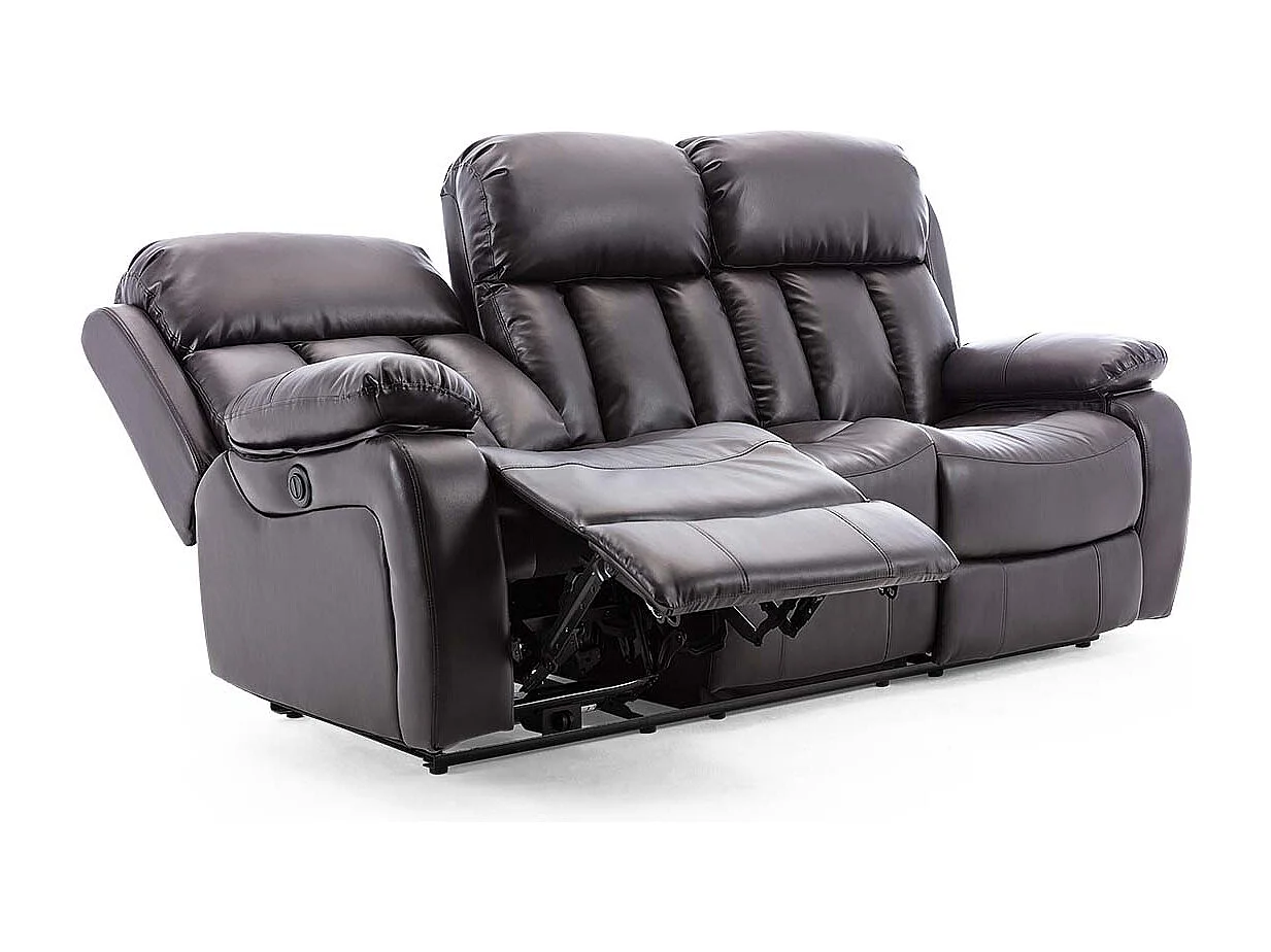 Chester 3 Seater Electric High Back Bonded Leather Recliner Sofa