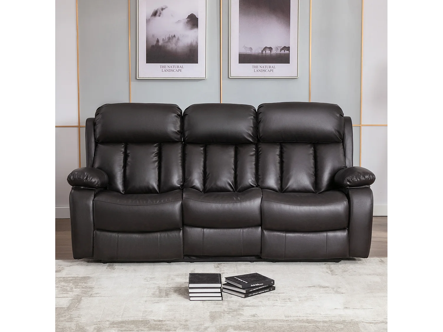 Chester 3 Seater Electric High Back Bonded Leather Recliner Sofa
