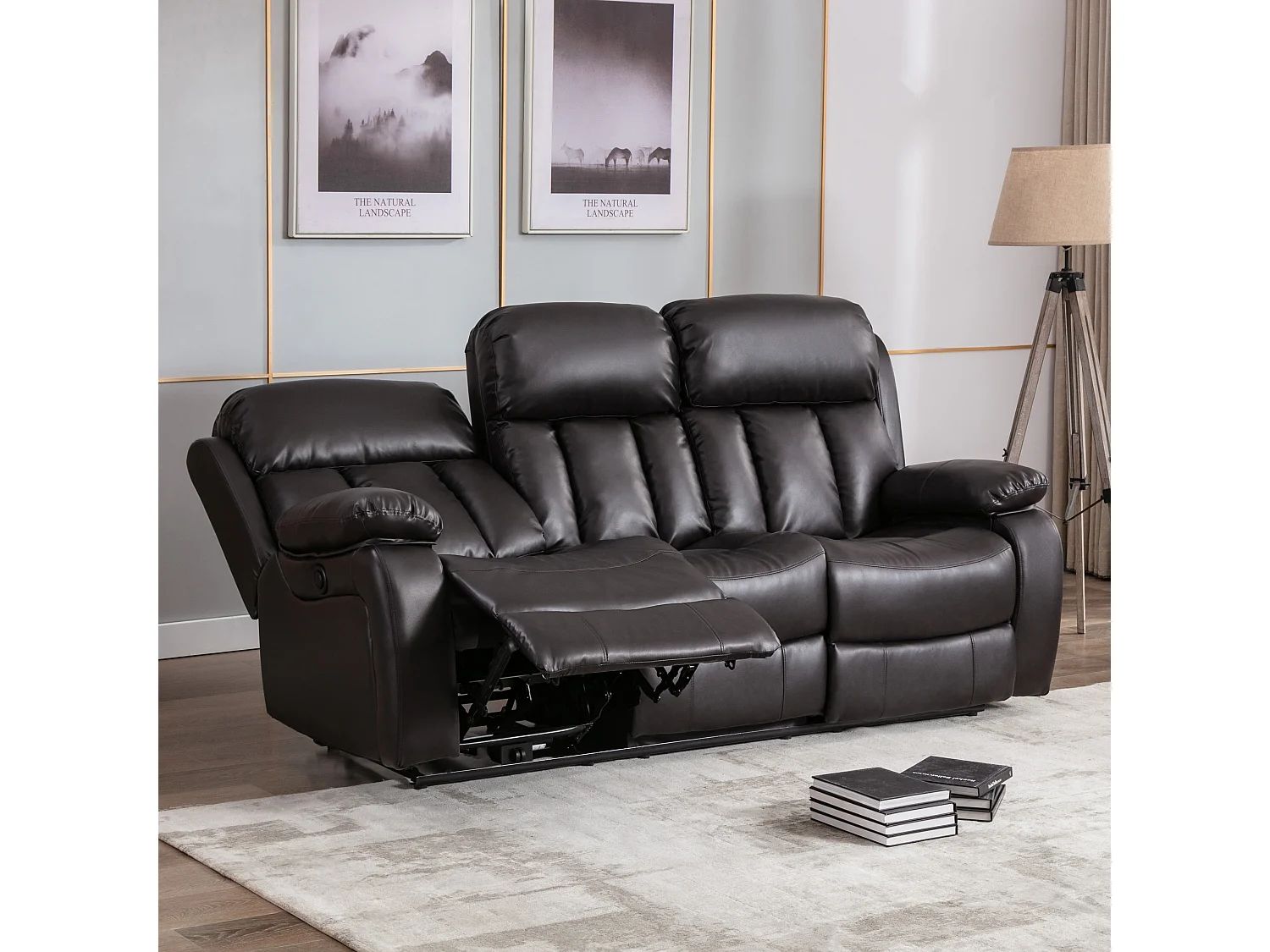 Chester 3 Seater Electric High Back Bonded Leather Recliner Sofa