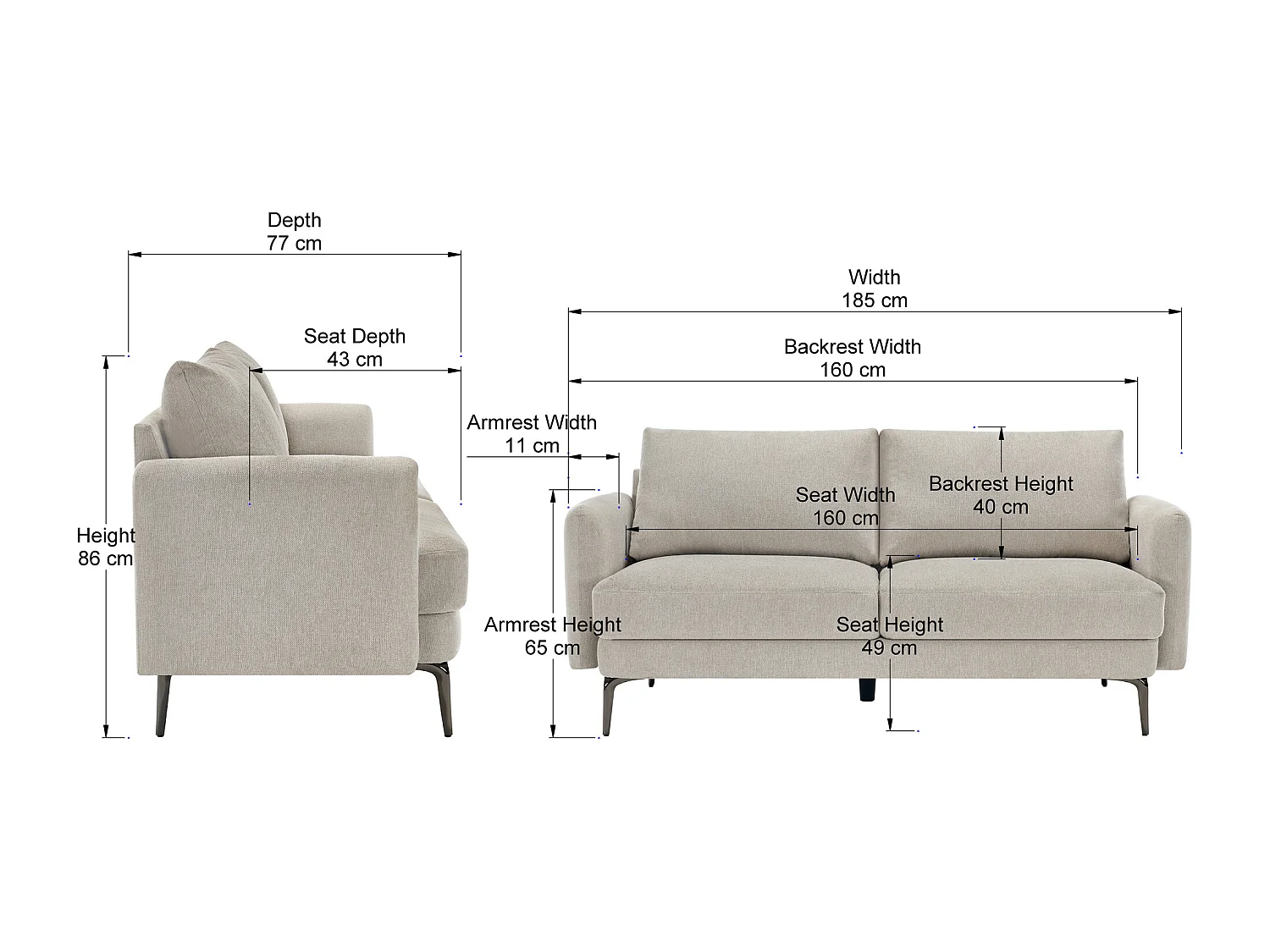 Sofia 3 Seater Fabric Sofa