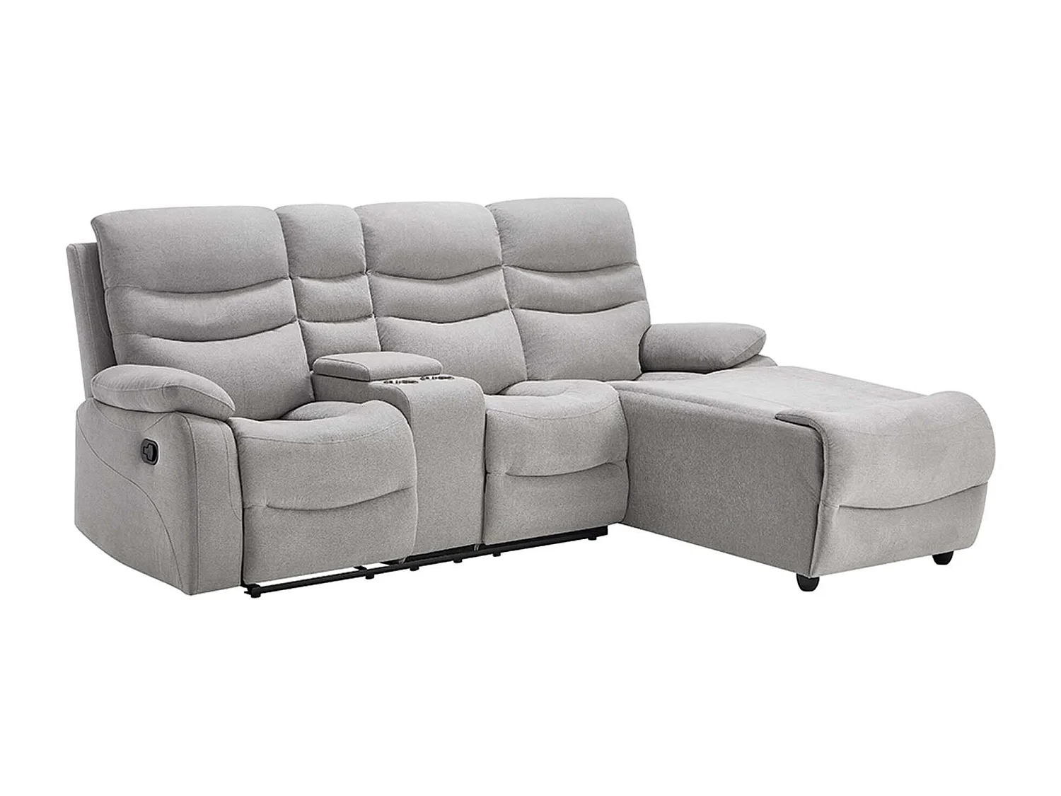 Avon Chaise Manual Recliner Fabric Sofa with Drinks Console