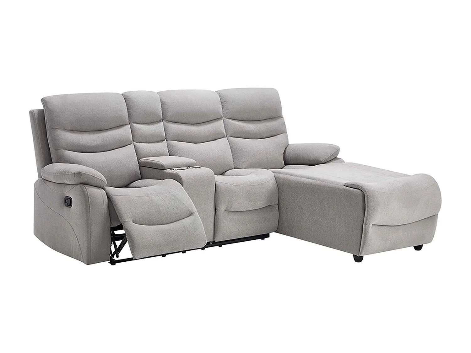 Avon Chaise Manual Recliner Fabric Sofa with Drinks Console