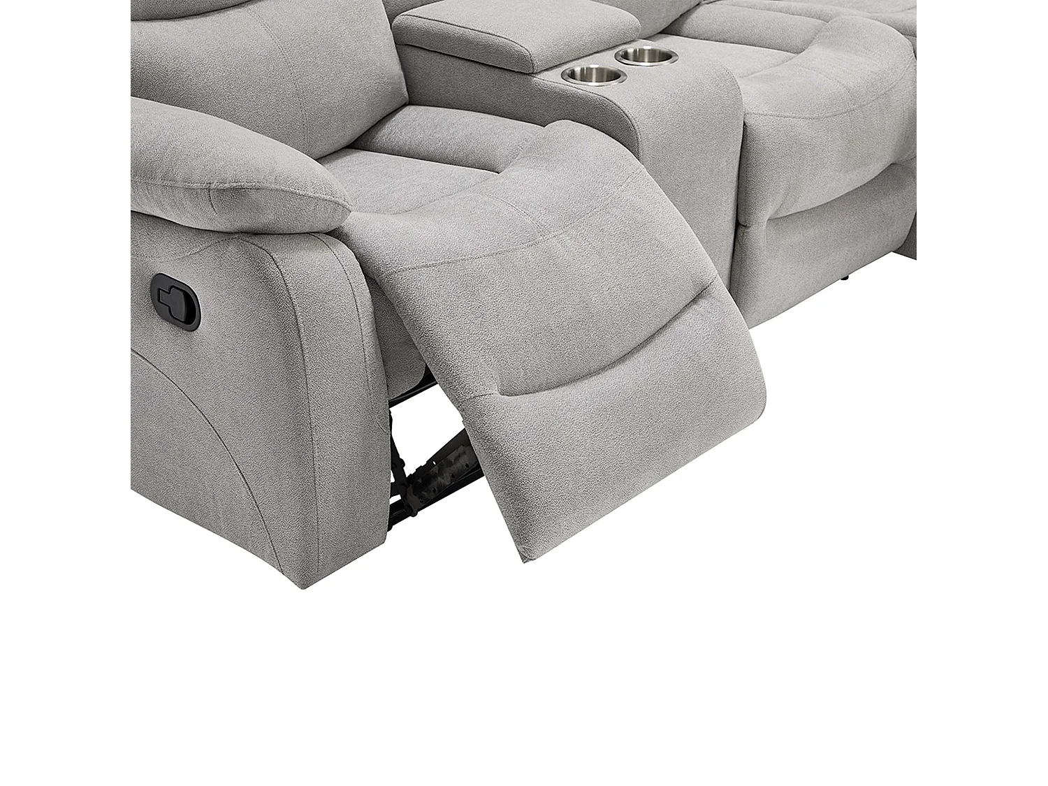 Avon Chaise Manual Recliner Fabric Sofa with Drinks Console