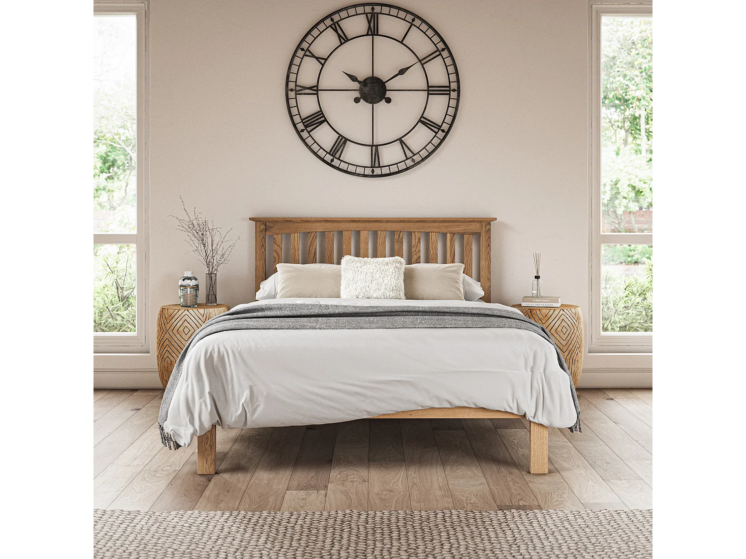 Dunkeld Solid Wooden Oak Low Footboard Shaker Style Bed Frame