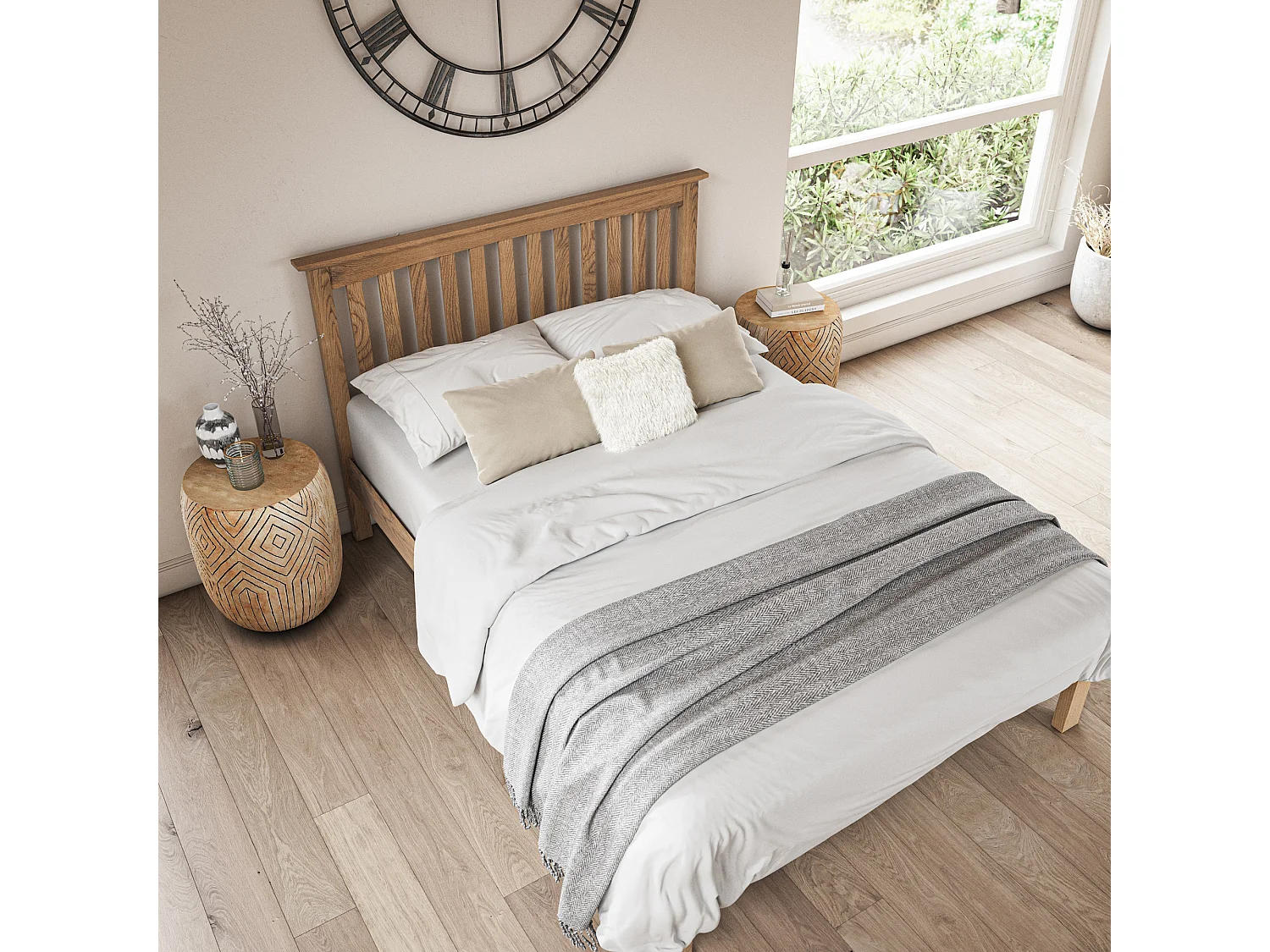 Dunkeld Solid Wooden Oak Low Footboard Shaker Style Bed Frame