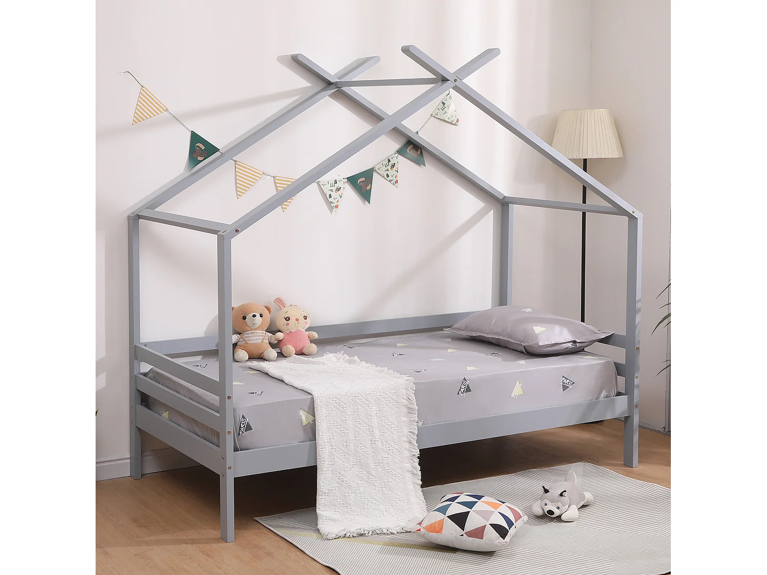 Teddy Kids Childrens Wooden House Treehouse Single Bed Frame