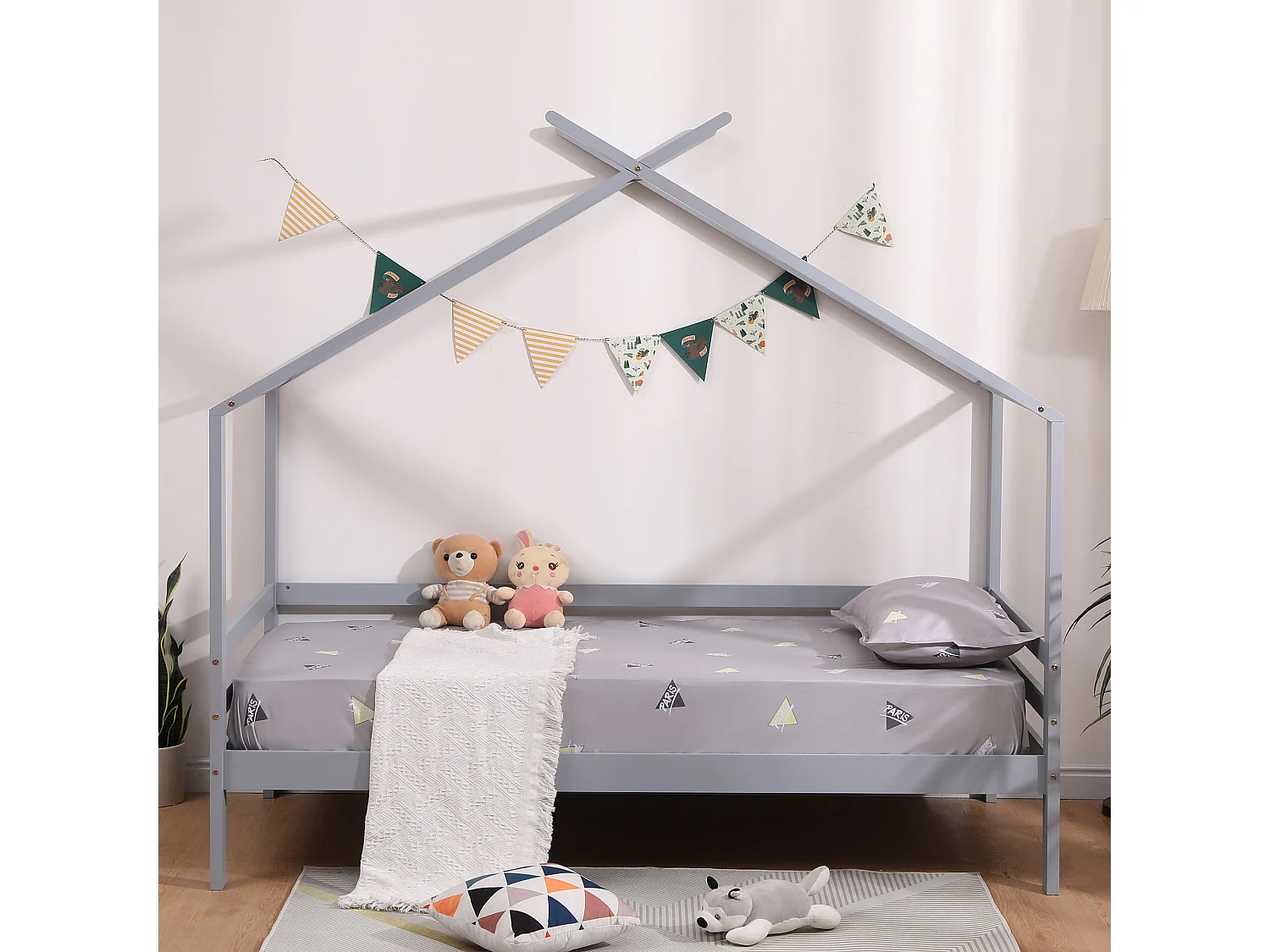 Teddy Kids Childrens Wooden House Treehouse Single Bed Frame