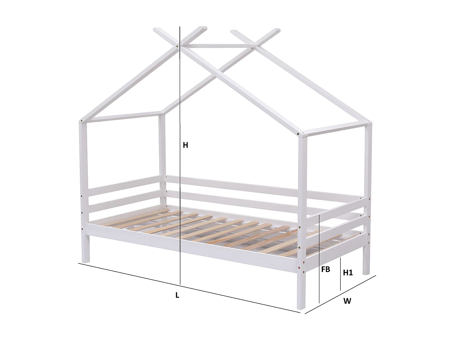 Teddy Kids Childrens Wooden House Treehouse Single Bed Frame