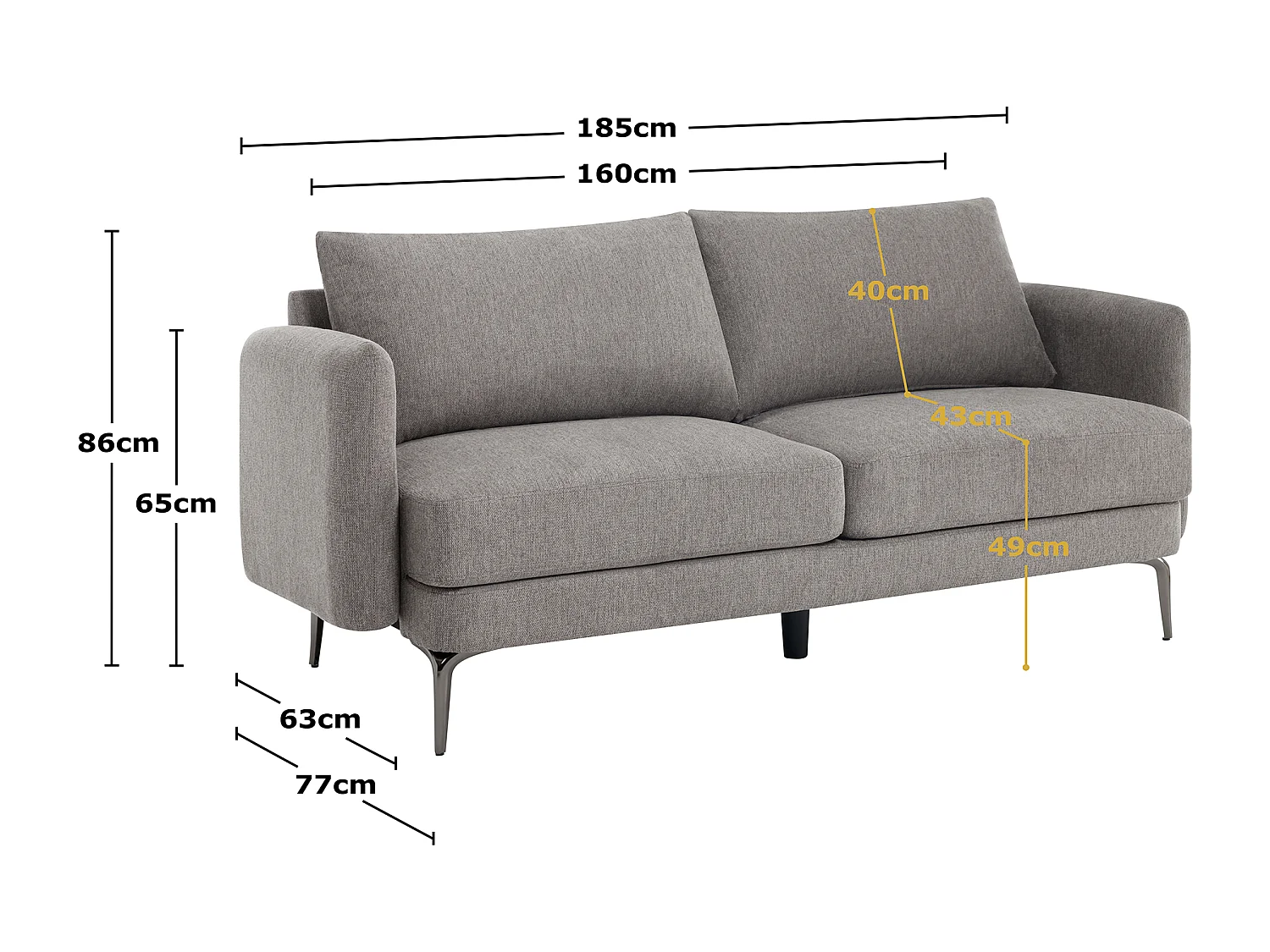 Sofia 3 Seater Fabric Sofa