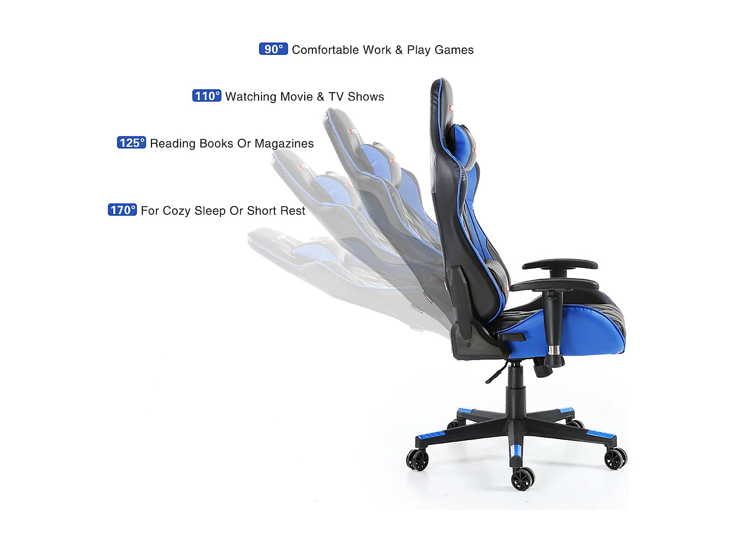 Pro GT Reclining Sports Racing Office Desk Faux Leather Gaming Chair
