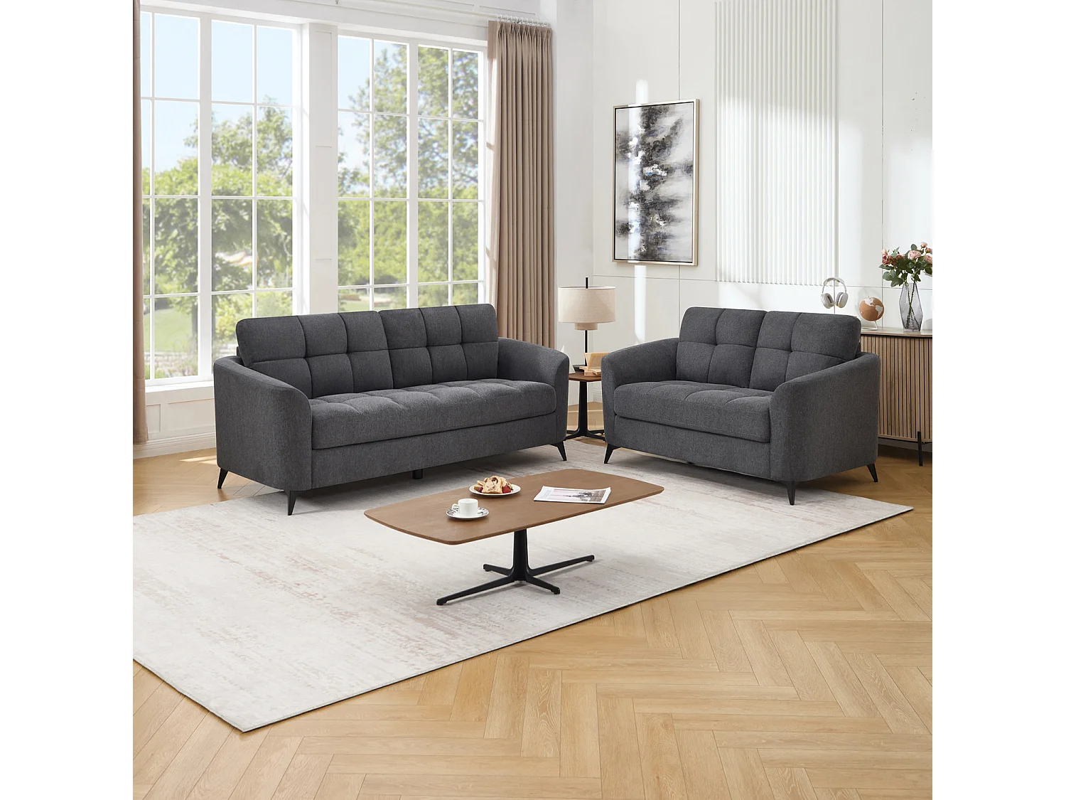 Solna 2+3 Seater Scandi Style Fabric Living Room Sofa Set