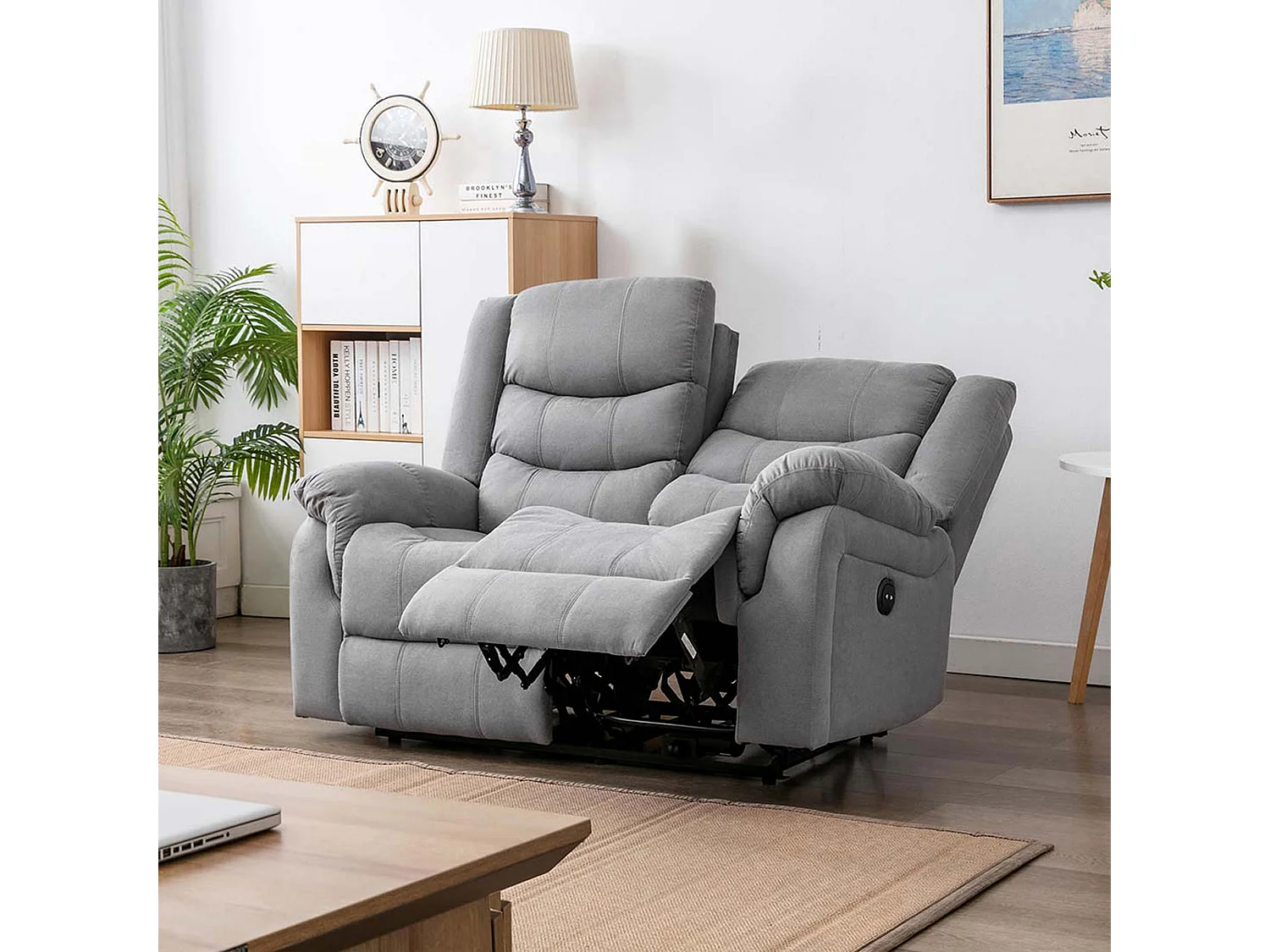 Seattle 2 Seater Fabric Manual Recliner Sofa