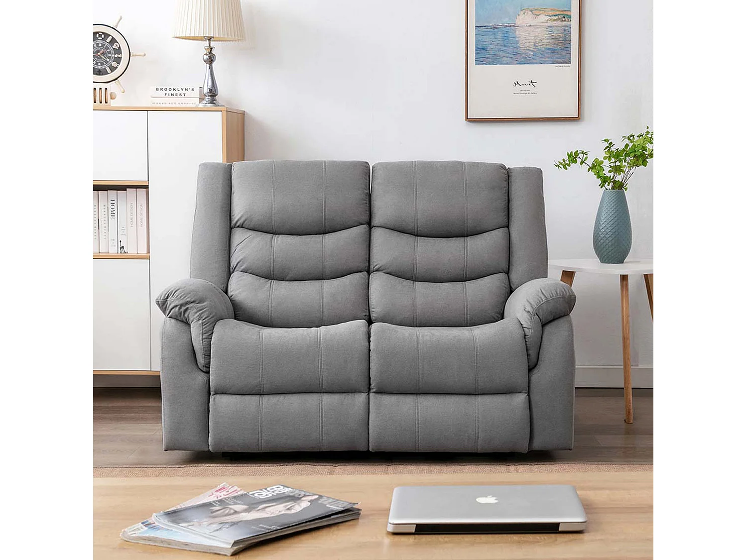 Seattle 2 Seater Fabric Manual Recliner Sofa
