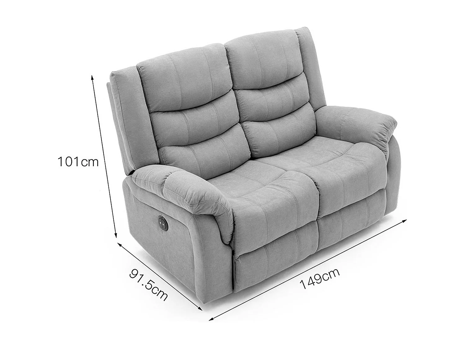 Seattle 2 Seater Fabric Manual Recliner Sofa