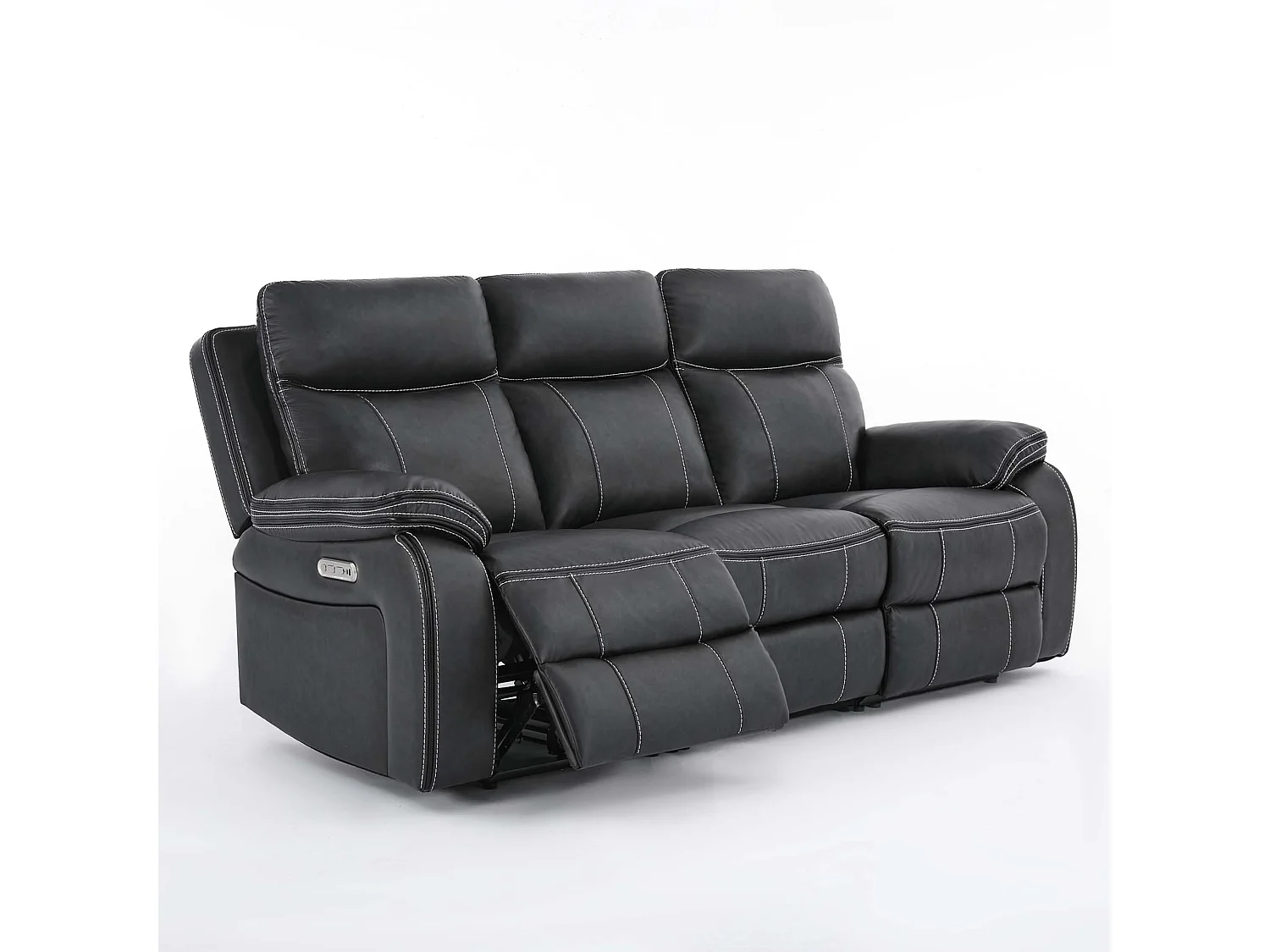 Vinson Electric Recliner 3 Seater Sofa Air Leather With USB-C Charging