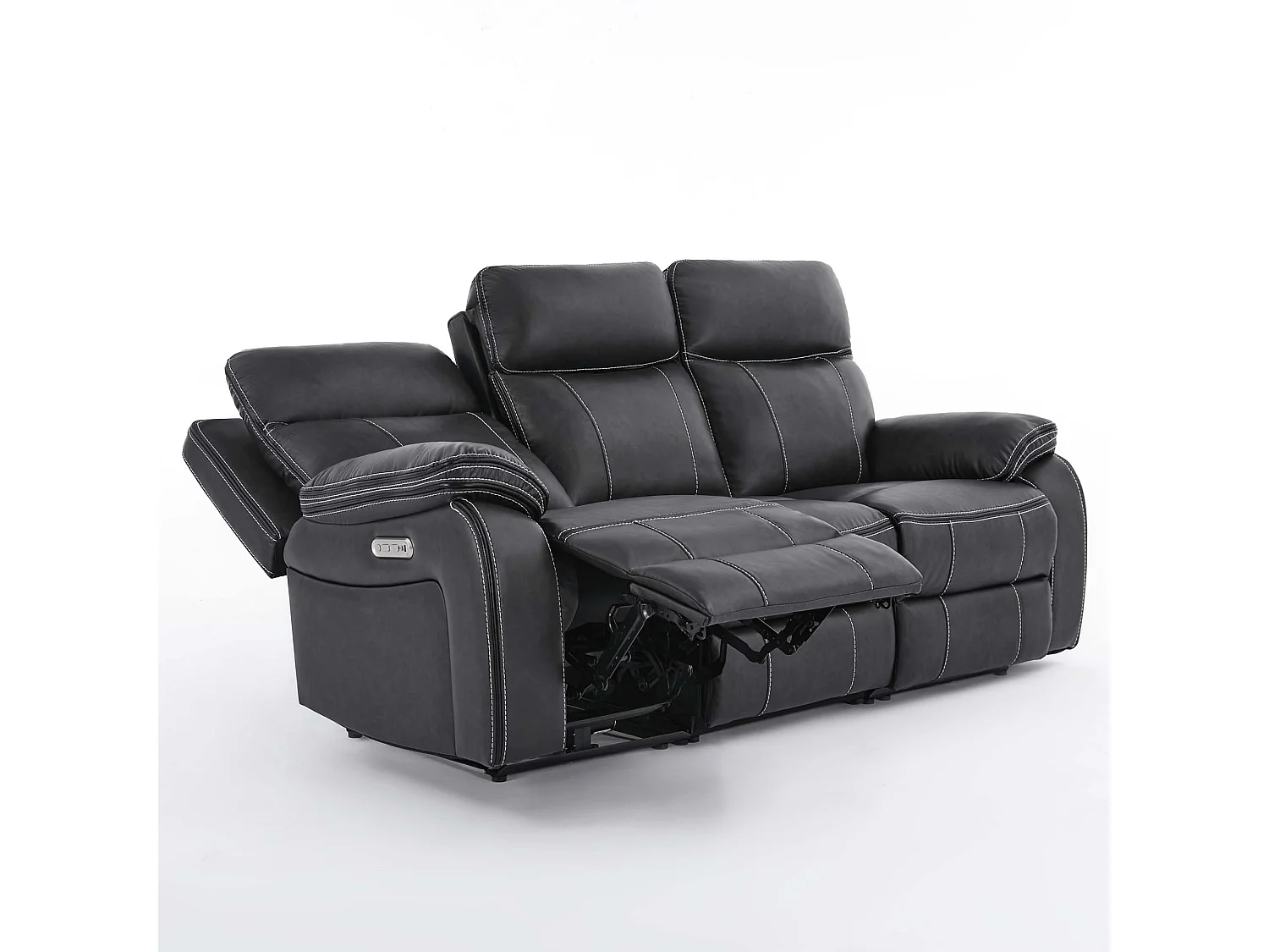 Vinson Electric Recliner 3 Seater Sofa Air Leather With USB-C Charging