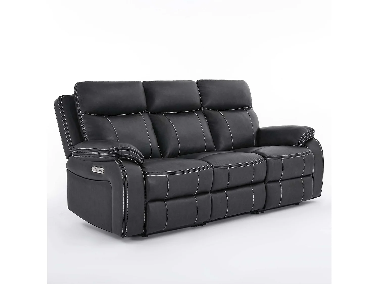 Vinson Electric Recliner 3 Seater Sofa Air Leather With USB-C Charging