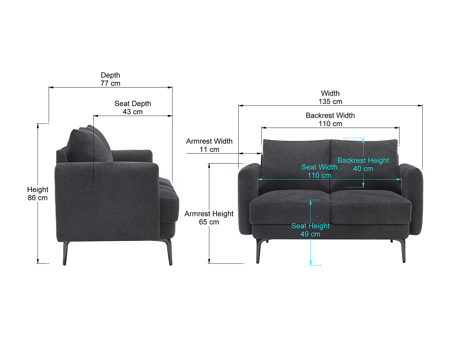 Sofia 2 Seater Fabric Sofa