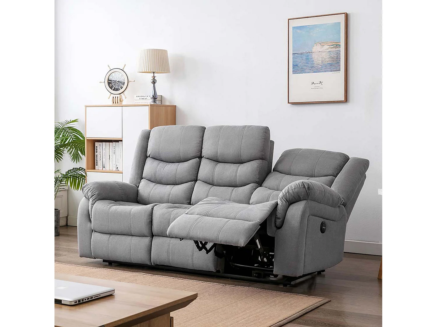 Seattle 3 Seater Fabric Manual Recliner Sofa