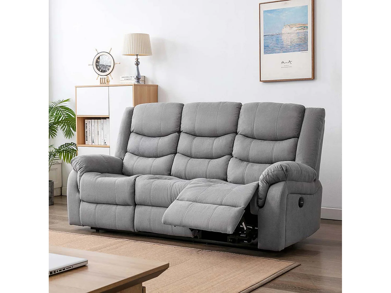 Seattle 3 Seater Fabric Manual Recliner Sofa