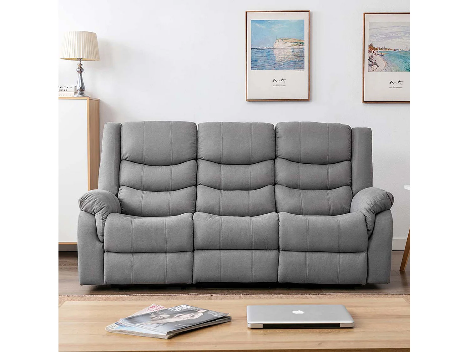 Seattle 3 Seater Fabric Manual Recliner Sofa
