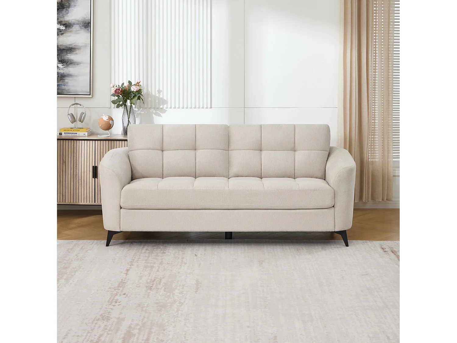Solna 3 Seater Scandi Style Fabric Living Room Sofa