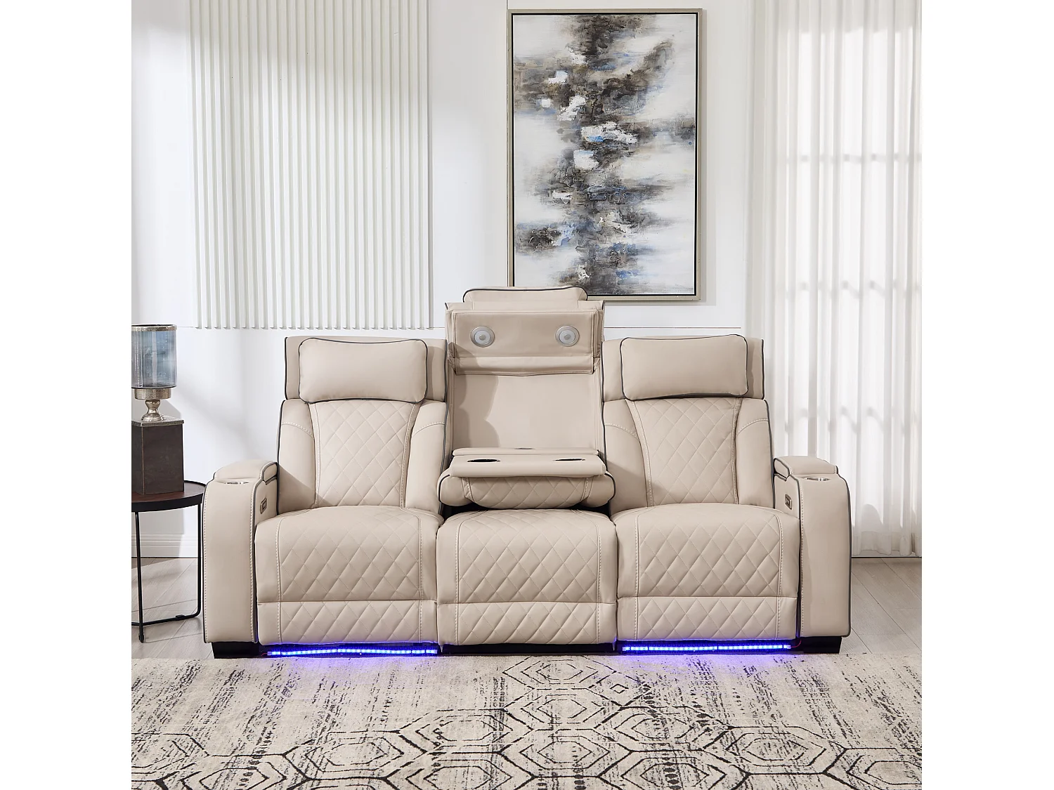 Capri Electric Recliner 3 Seater Sofa - Drinks Tray, Wireless Charging