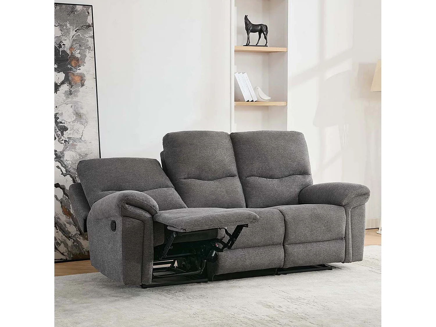 Fosse 3 Seater Manual Recliner Fabric Modern Living Sofa