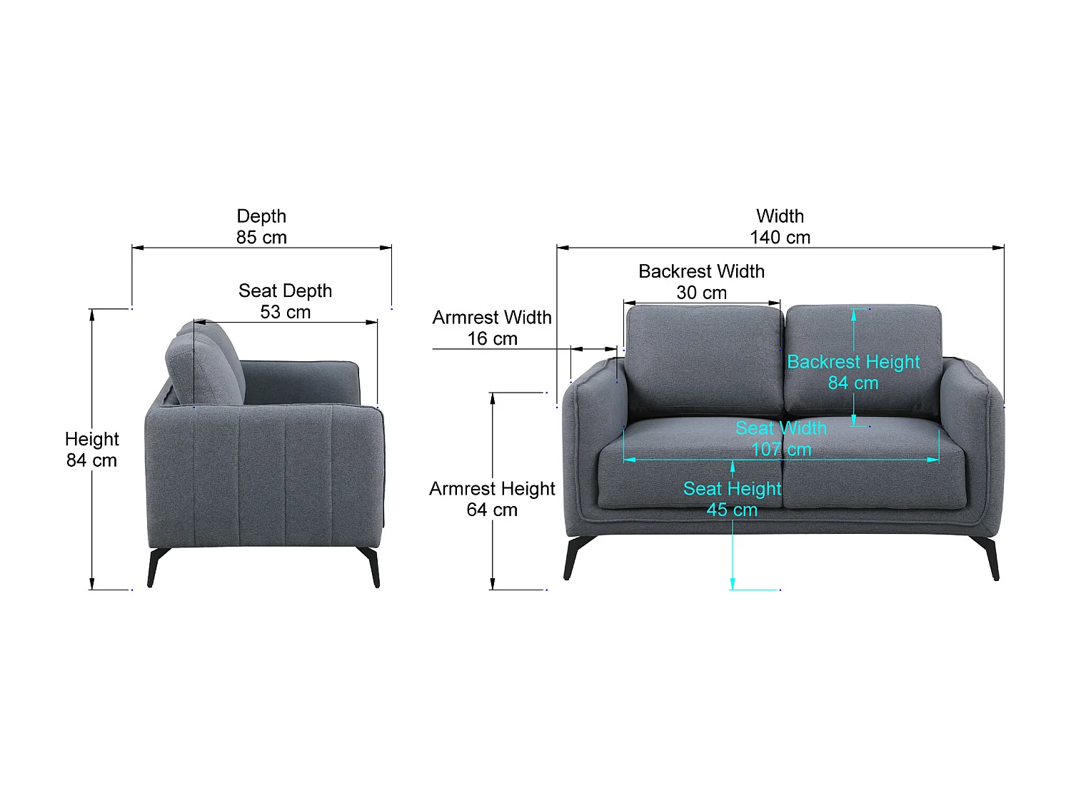 Oslo Modern Scandi Style Fabric Living Room 2 Seater Sofa