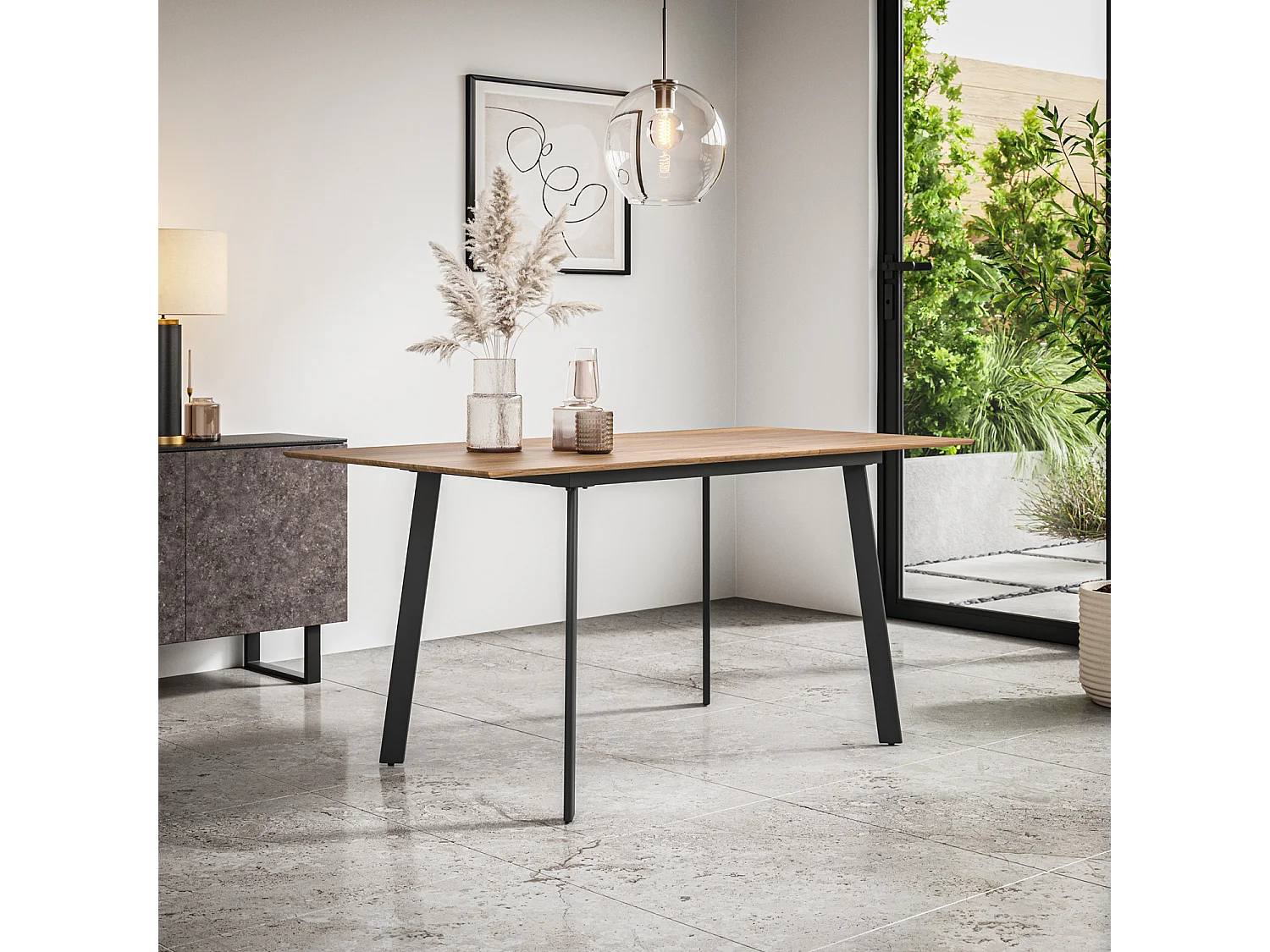 Haydon Extending Dining Table 4-6 Seater w Black Legs