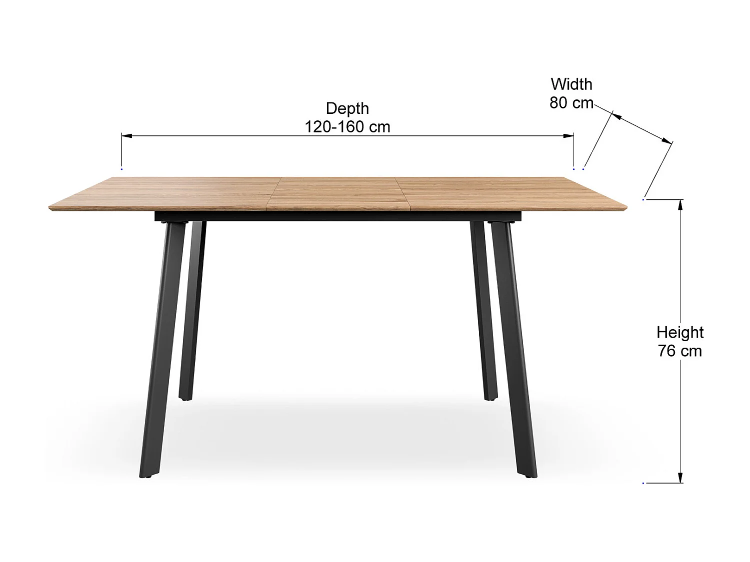 Haydon Extending Dining Table 4-6 Seater w Black Legs