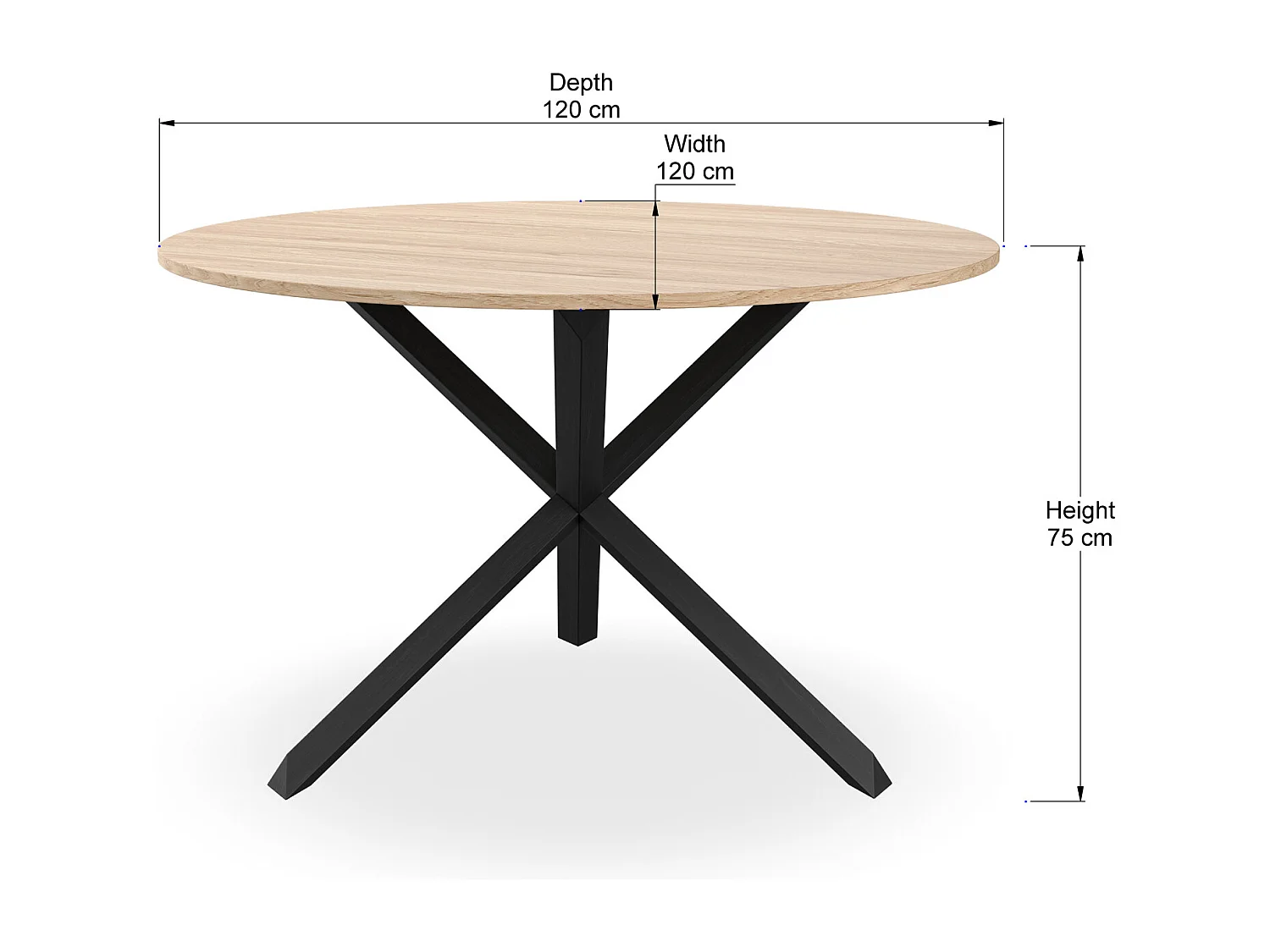 Malvern Round Dining Table 4-6 Seater w Solid Black Oak Legs