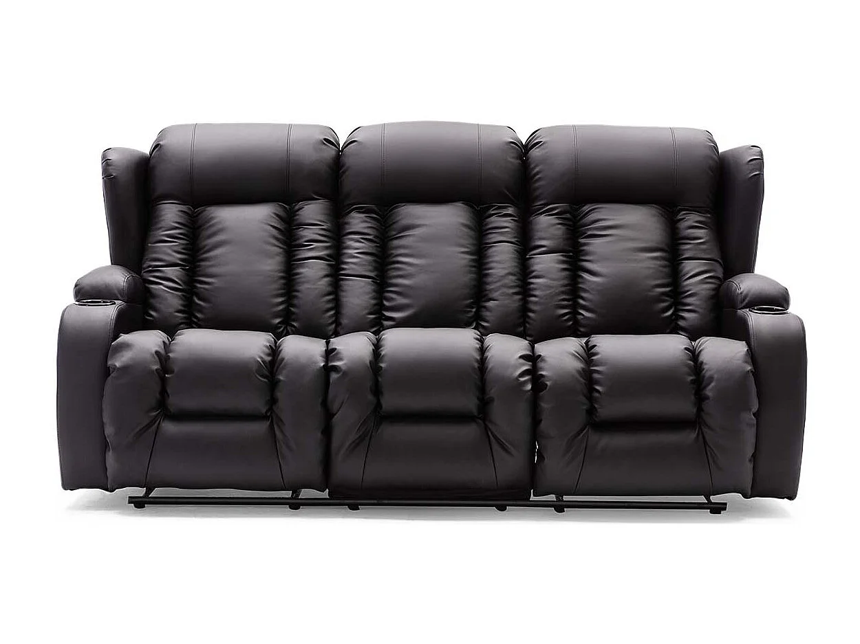 Caesar 3 Seater Manual High Back Bonded Leather Recliner Sofa