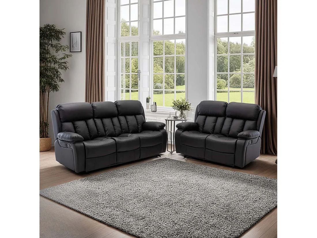 Chester Manual Recliner Bonded Leather 2+3 Seater Sofa Set