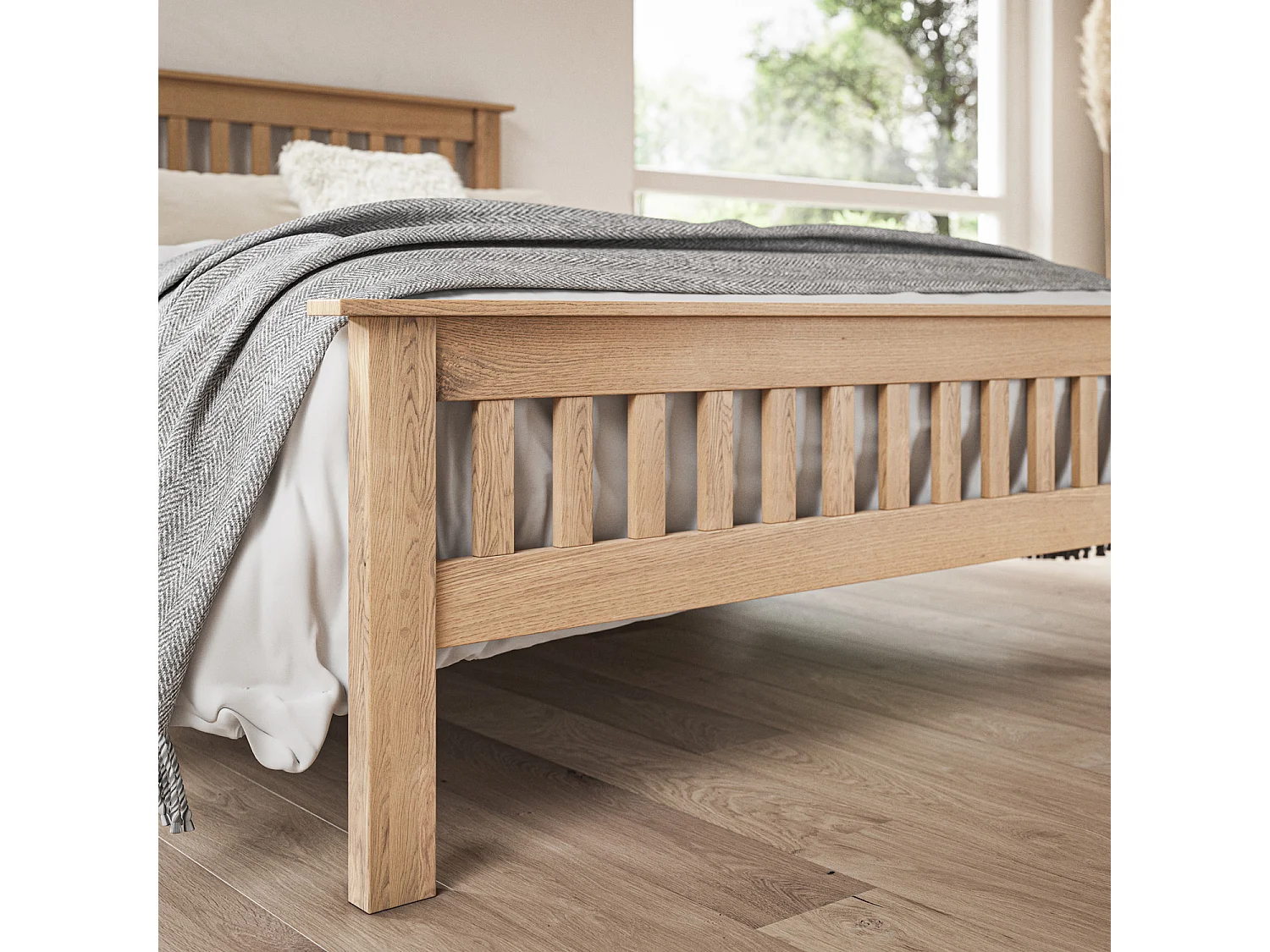 Pitlochry Solid Wooden Oak Shaker Style Bed Frame